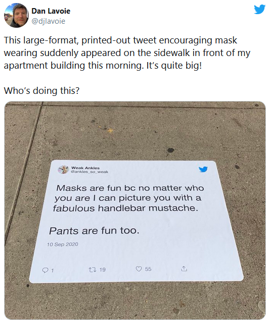 twitter masque trottoir pub panneaux d'affichages