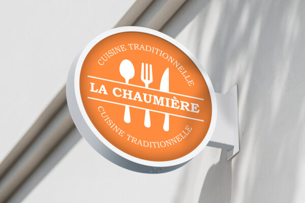 Enseigne drapeau : devanture de restaurant