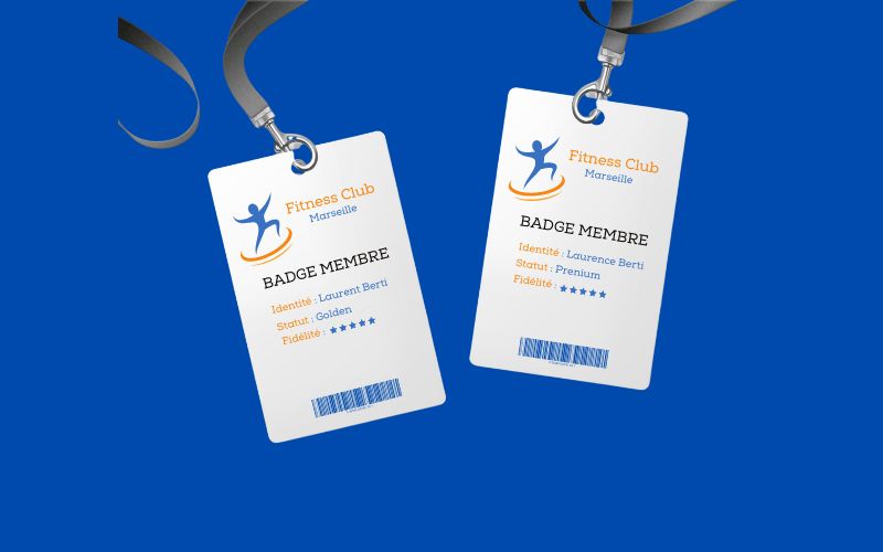 Cartes PVC sous forme de badge 