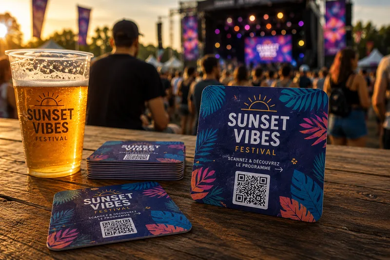 Sous-bock avec QR-Code lors d'un festival