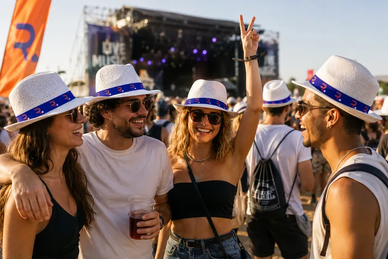 Chapeau de paille personnalisé comme goodies lors d'un festival