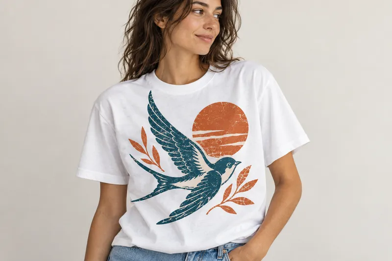 tshirt imprimé avec dtf effect usé
