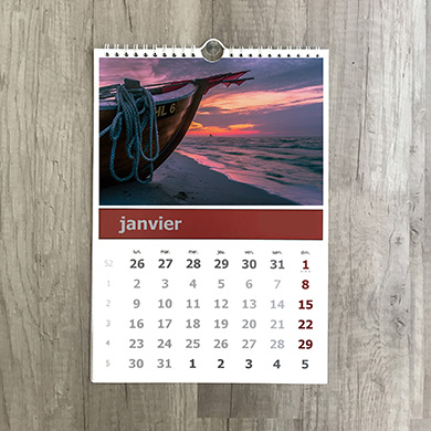 Calendario de pared con espiral