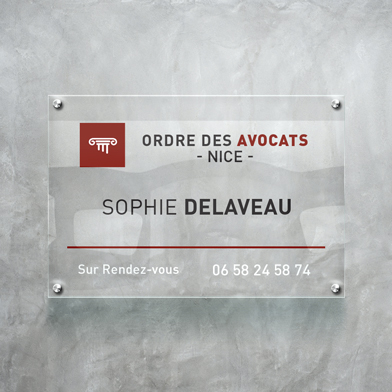 Plaque de société en plexiglas 50x30cm